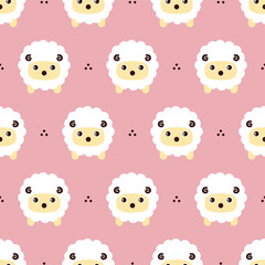 Cute sheep background. Seamless pattern.Vector. 羊のパターン