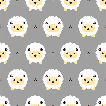 Cute sheep background. Seamless pattern.Vector. 羊のパターン