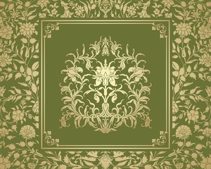 wedding card design, paisley floral pattern , India	