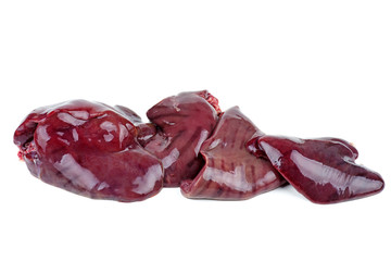 Raw turkey (or chicken) liver isolated on white background