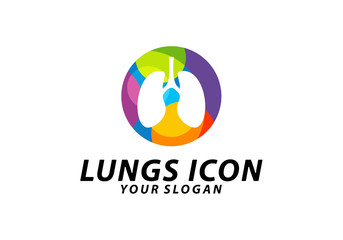 Colorful Lungs logo design concept, Health lungs logo template vector, Icon Symbol