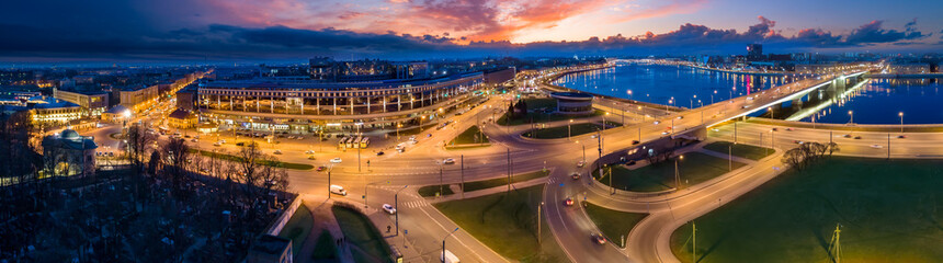 Panorama of Saint Petersburg. Russia. City center. Alexander Nevsky Bridge. Neva River. Alexander Nevsky Square. Architecture cities of Russia. Panorama of the streets of St. Petersburg.