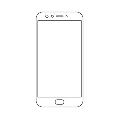 Smartphone or mobile phone front view outline with blank screen. Smartphone or mobile phone outline. Smarphone front view outline.