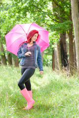 woman wearing rubber boots