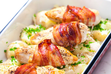 poultry roulade with bacon