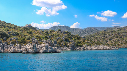 Kekova islands, next to Antalya, Turkey. Shoot from a boat in July 2018