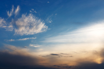 beautiful clouds from above with a golden shine