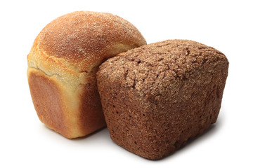 Loaves of white and rye bread