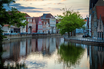 Obraz premium sky reflection in Bruges canals Brugge Belgium