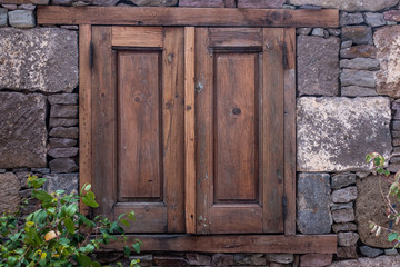 wood window with flower