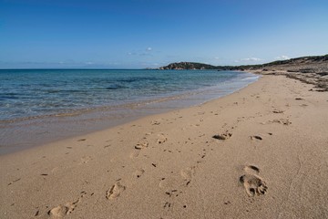 Fototapeta na wymiar Panorama of Lu Litarroni Beach in Sardinia