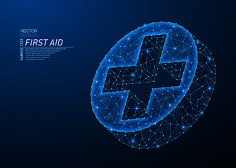 Abstract polygonal light design of medical cross.