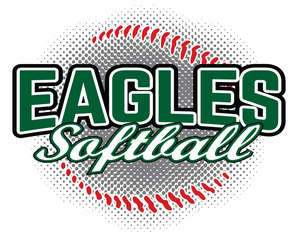 Eagles Softball Design is a team design template that includes a softball graphic and overlaying text. Great for advertising and promotion for teams or schools. - obrazy, fototapety, plakaty