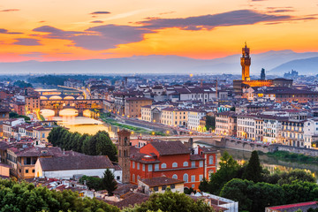 Fototapeta na wymiar Florence, Italy. View of Florence at sunset from Piazzale Michelangelo.