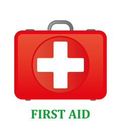 First aid kit. White first aid kit isolated. Health, help and medical diagnostics concept. 