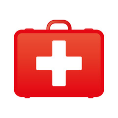 Obraz premium RED first aid kit isolated vector. Health, help and medical diagnostics concept eps10