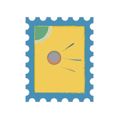 Postage stamp icon sign. Postage stamp with the first Earth satellite.