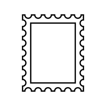 Postage stamp outline, vector icon.  Postal, mail stamp outline. Postage Stamp outline icon.