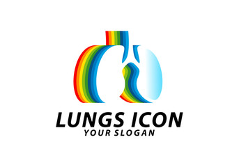 Colorful Lungs logo design concept, Health lungs logo template vector, Icon Symbol