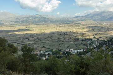 View from the cave of Psychro Cave of Zeus on the Lasithi Plateau, Crete, Greece