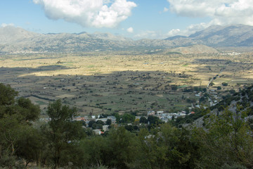 Obraz premium View from the cave of Psychro Cave of Zeus on the Lasithi Plateau, Crete, Greece