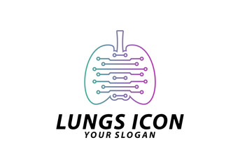 Lung Tech logo concept vector, Digital Lungs logo concept vector, Lungs Health logo template