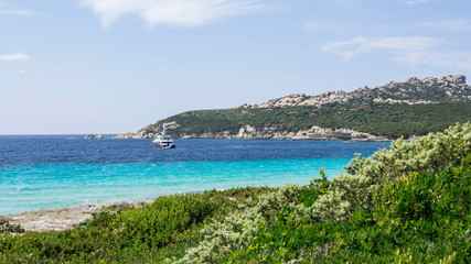 Fototapeta premium Panorama of the Rena di Ponente beach in Sardinia