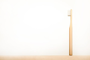 bamboo toothbrushes on white background. Place for text. Ecoproduct.   eco-friendly.