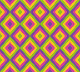 seamless background of pink, purple, orange and green diamonds