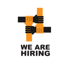 We are hiring icon with hand sign 