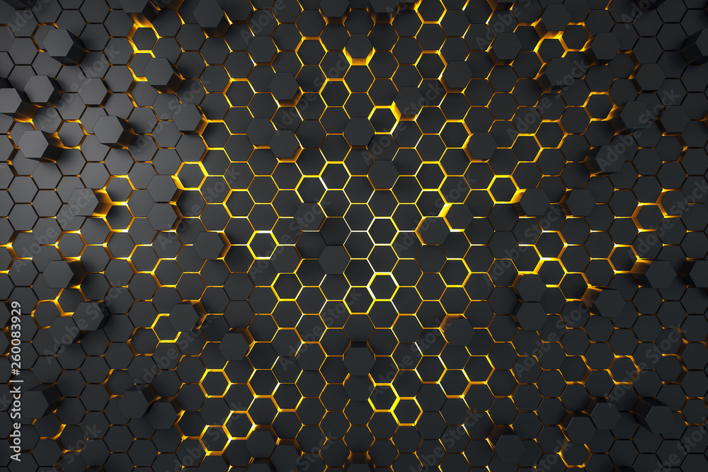 Poster abstract dark hexagon background