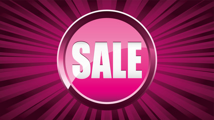 Pink girly sale announcement background with glossy sale button