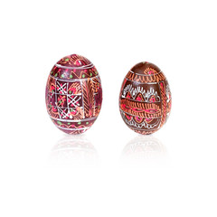 Easter eggs with traditional ornament isolated on white background