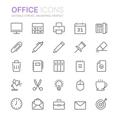 Collection of office line icons. 48x48 Pixel Perfect. Editable stroke