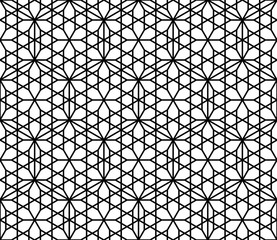 Seamless traditional Japanese geometric ornament Kumiko.Black and white.