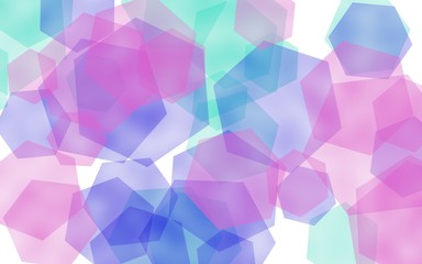Multicolored translucent hexagons on white background. 3D illustration