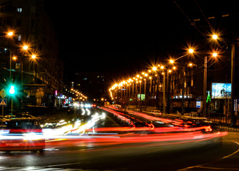 Obraz premium traffic in the city at night