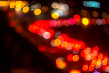 abstact blur bokeh of Evening traffic jam on road in city., night scene., Blur Images not Focus