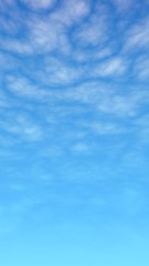 Blue sky background with white clouds. Cumulus white clouds in the clear blue sky in the morning. 3D illustration