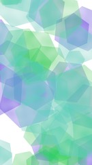 Multicolored translucent hexagons on white background. Vertical image orientation. 3D illustration