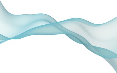 Green color scarf. Abstract green wave. Bright green ribbon on white background. Abstract green color smoke. Raster air background. 3D illustration