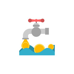 Coin Faucet Flat Vector Icon.