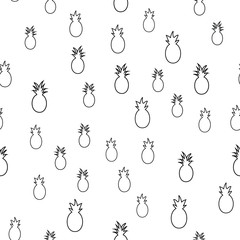 Vector seamless pattern with pineapples. Tropical Summer fruit 