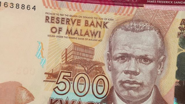 Malawi kwacha notes rotating. Malawian currency, money. 4K stock video footage