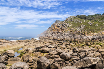 Archipelago Cies, Spain. Rocky coast of the island of Faro