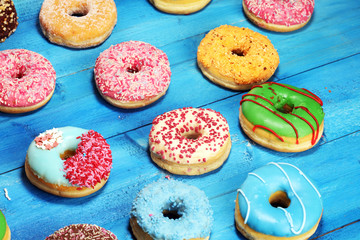 donuts in different glazes with chocolate