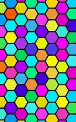 Honeycomb many color, multicolored. Isometric geometry. 3D illustration