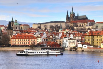 Fototapeta premium The Prague Castle view from Charles Bridge in Prague, Czech Republic