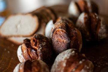 Bread rolls on a table