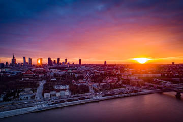 Zachód słońca nad Wisłą, Warszawa